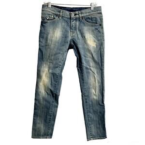 Nolita De Nimes Vintage Mid Rise Jeans 27 Blue Straight Leg Distressed S…